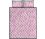 Lavender pattern pink background Quilt Bed Set