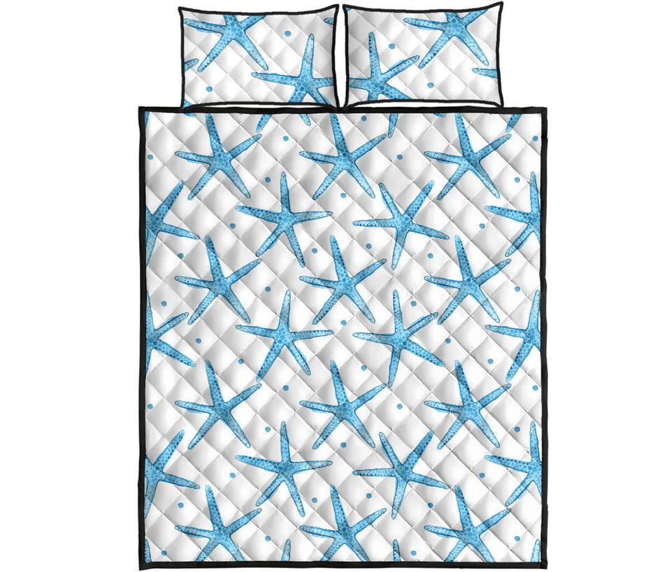 Watercolor starfish pattern Quilt Bed Set