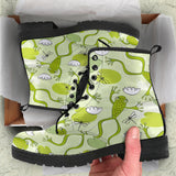 Cute Frog Dragonfly Pattern Leather Boots