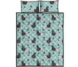 poodle dog green background Quilt Bed Set