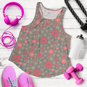 Red gold Sakura cherry blossom gray background Women Racerback Tank Top
