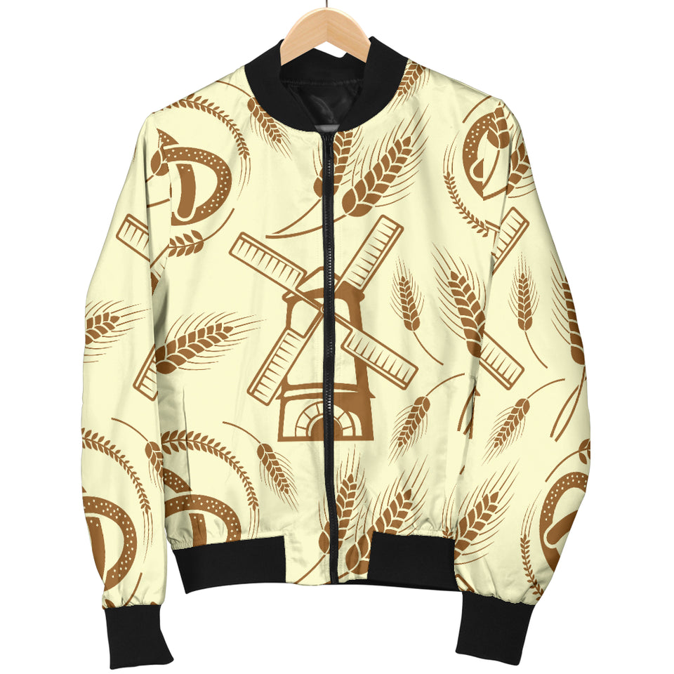 Windmill Wheat Pattern Men'S Bomber Jacket