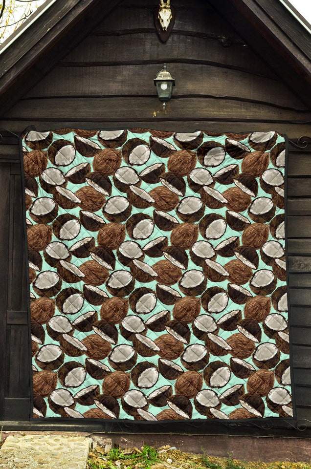 Coconut Pattern Print Design 03 Premium Quilt