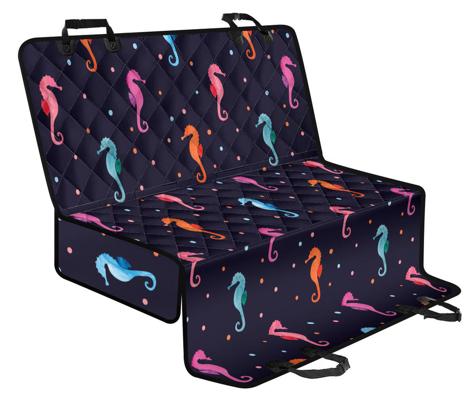 Watercolor Colorful Seahorse Pattern Dog Car Seat Covers