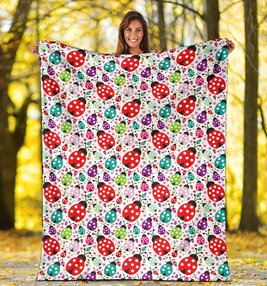Ladybug Pattern Print Design 03 Premium Blanket