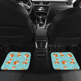 Fox Pattern Blue B Ackground Front And Back Car Mats