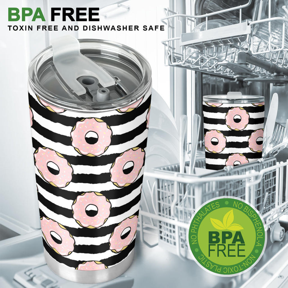 Donuts Pink Icing Striped Pattern Tumbler