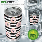 Donuts Pink Icing Striped Pattern Tumbler