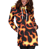 Fire Flame Dark Pattern Women'S Hoodie Dress