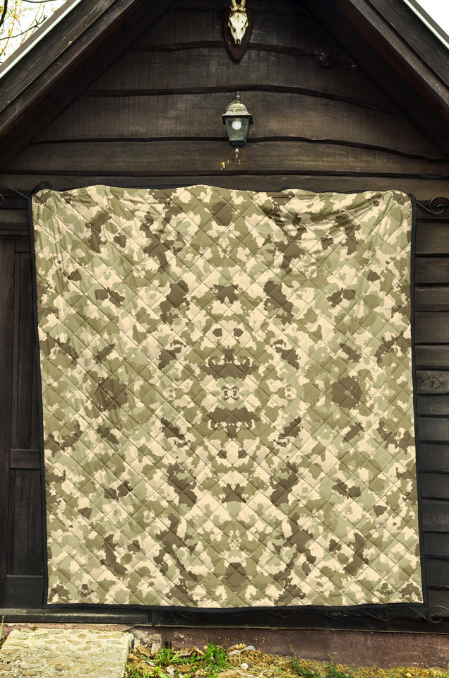 Light Green Camo Camouflage Pattern Premium Quilt