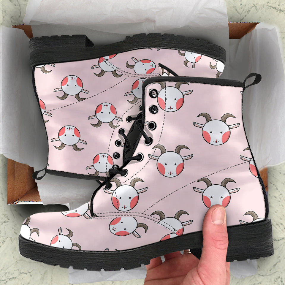Cute Goat Pattern Leather Boots