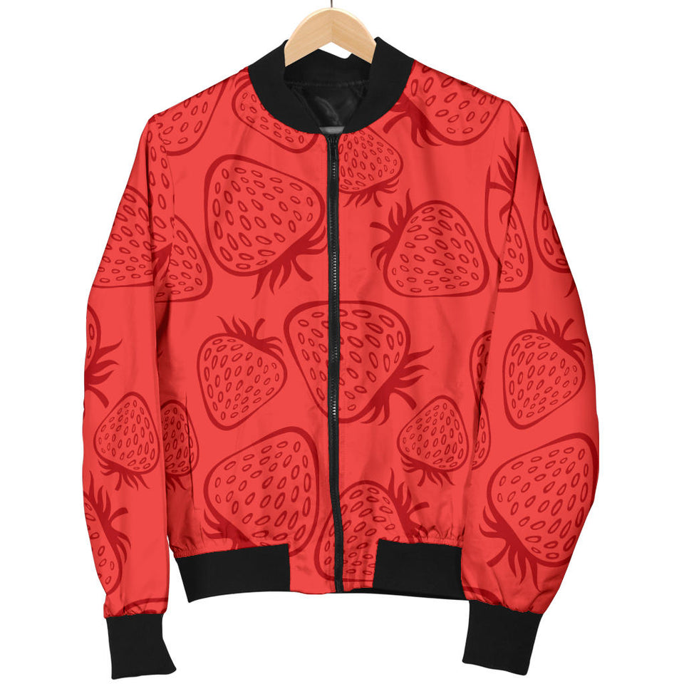 Strawberry Pattern Red Background Men'S Bomber Jacket