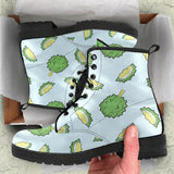 Durian Pattern Blue Background Leather Boots