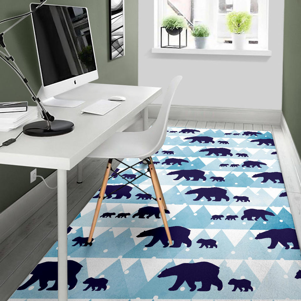 Polar Bear Winter Snow Pattern Area Rug