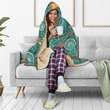 Cute Brown Sea Otters Ornamental Seaweed Corals Green Water Hooded Blanket