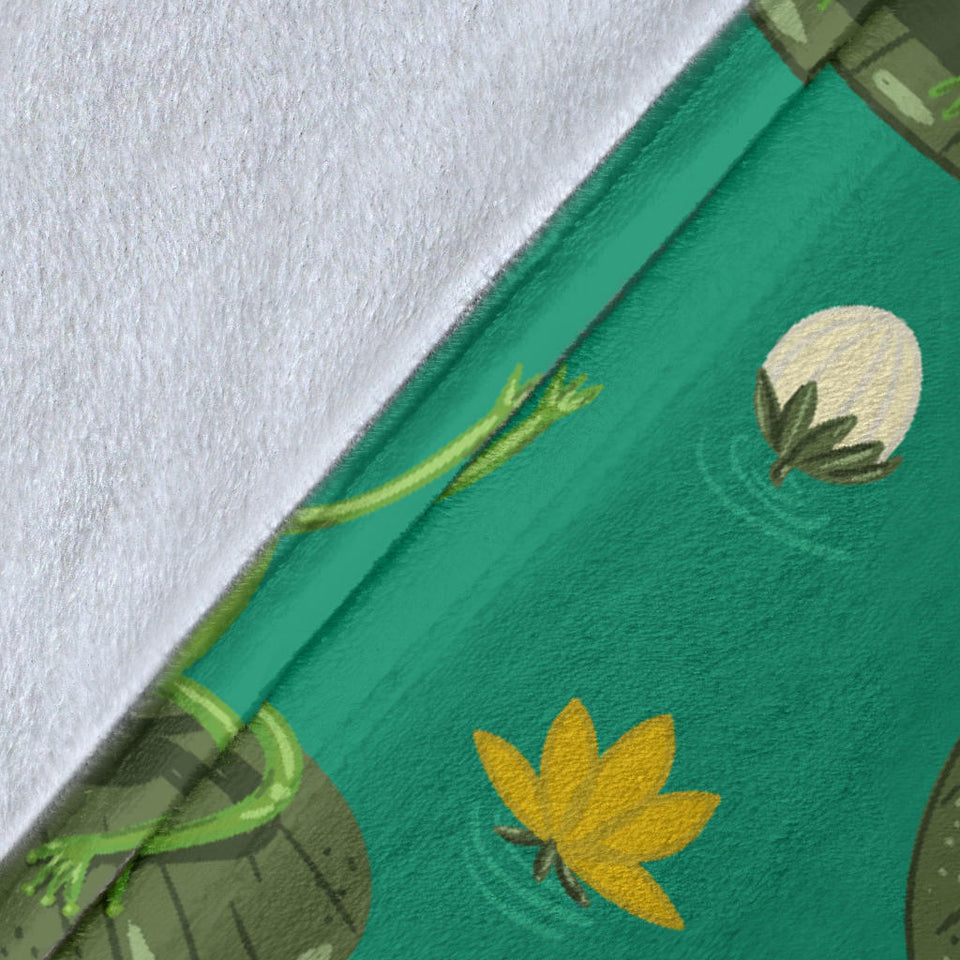 Cute Frog Dragonfly Design Pattern Premium Blanket