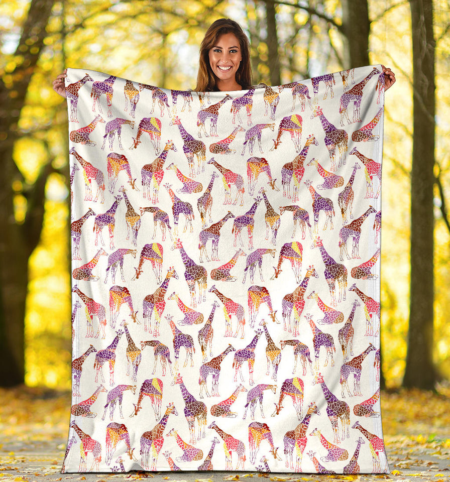 Giraffe Pattern Print Design 02 Premium Blanket