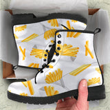 French Fries White Paper Box Pattern Leather Boots
