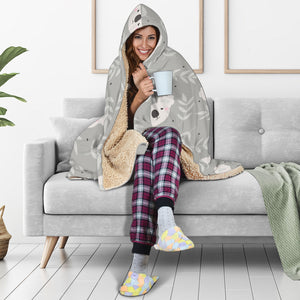 Cute Koala Leaves Pattern Hooded Blanket