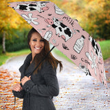 Cows Milk Product Pink Background Umbrella