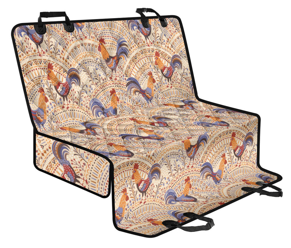 Cute Rooster Chicken Cock Floral Ornament Background Dog Car Seat Covers