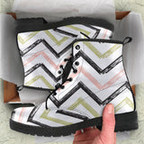 Zigzag  Chevron Paint Pattern Leather Boots