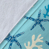 Blue Starfish Coral Reef Pattern Premium Blanket