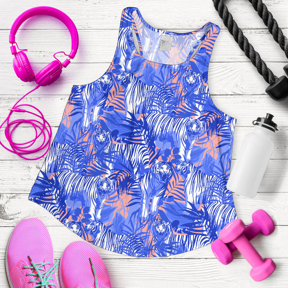 white bengal tigers pattern Women Racerback Tank Top