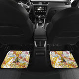Cool Bee Honeycomb Leaves Pattern Front And Back Car Mats