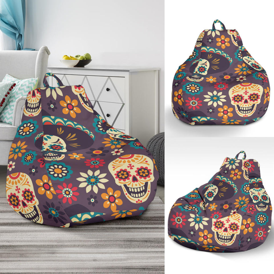 Sugar Skulls Flower Maxican Pattern Bean Bag Cover