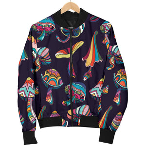 Colorful Mushroom Pattern Women'S Bomber Jacket