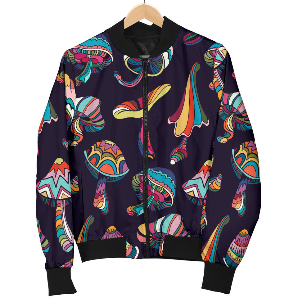 Colorful Mushroom Pattern Women'S Bomber Jacket