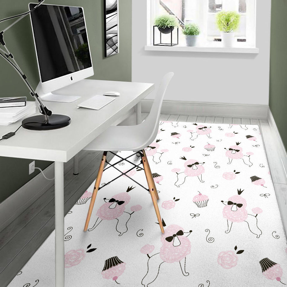 Poodle Dog Rose Cake Pattern Area Rug