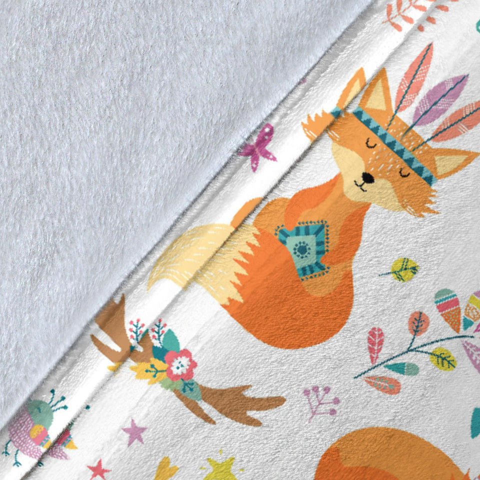 Cute Tribal Fox Pattern Premium Blanket