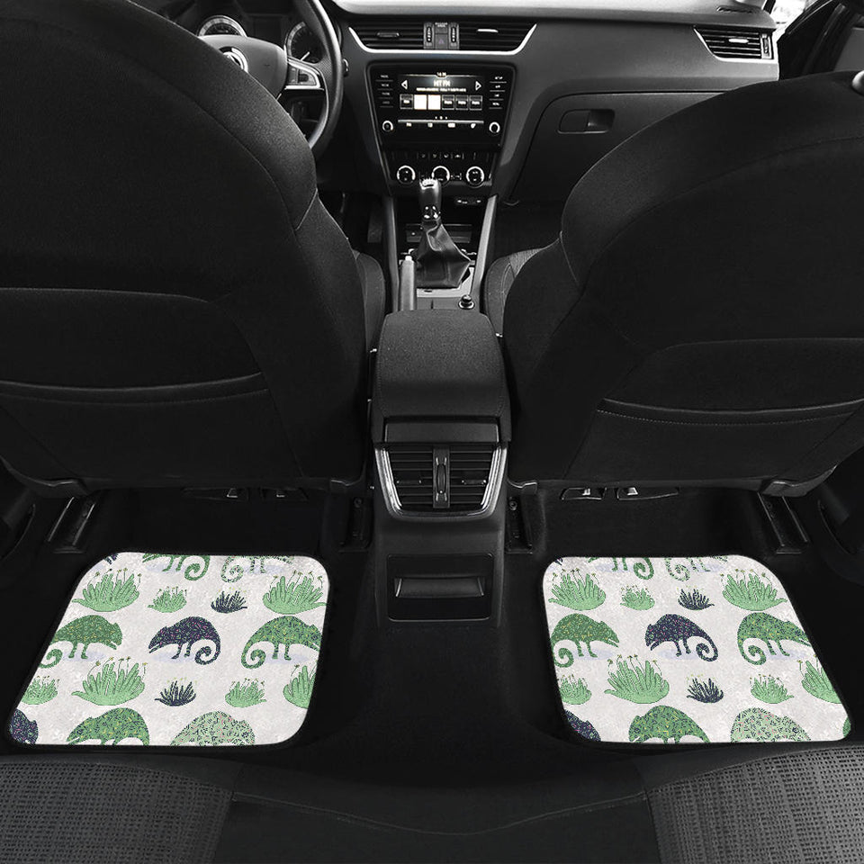 Chameleon Lizard Succulent Plant Pattern Front And Back Car Mats