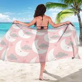 Cute Moon Cloud Star Pattern Pink Dot Background Sarong