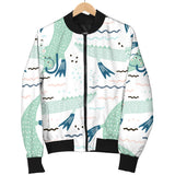 Crocodile Diver Pattern Women'S Bomber Jacket