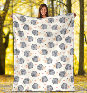 Hedgehog Pattern Print Design 04 Premium Blanket