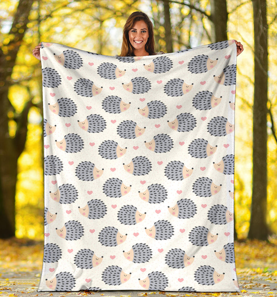Hedgehog Pattern Print Design 04 Premium Blanket