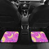 Moon Pink Rose Background Front And Back Car Mats