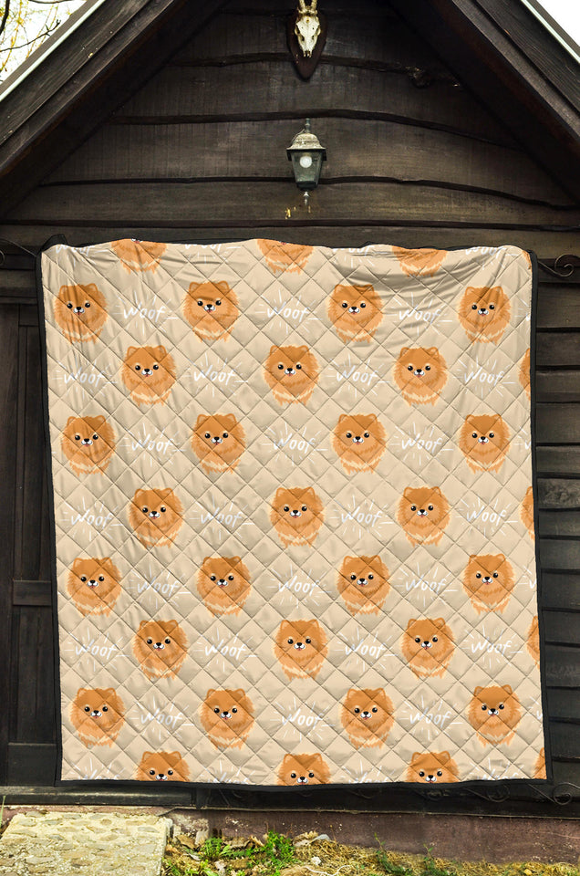Cute Brown Pomeranian Puppy Premium Quilt