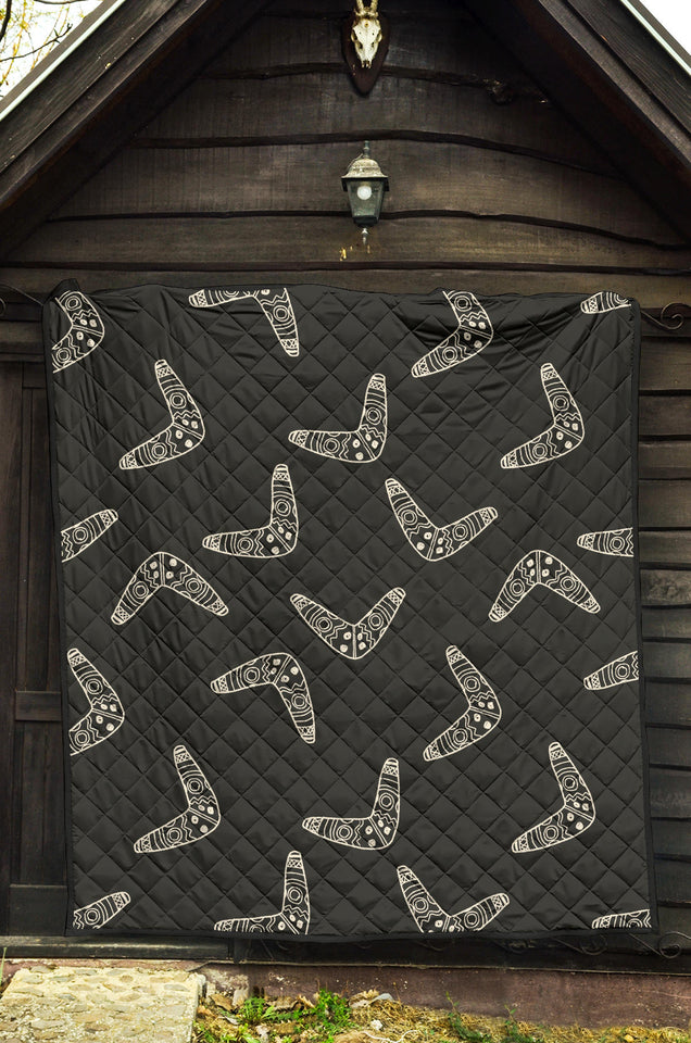 Hand Drawn Boomerang Australian Aboriginal Ornament Premium Quilt