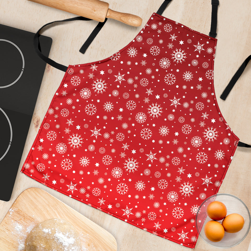 Snowflake Pattern Red Background Adjustable Apron