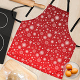 Snowflake Pattern Red Background Adjustable Apron