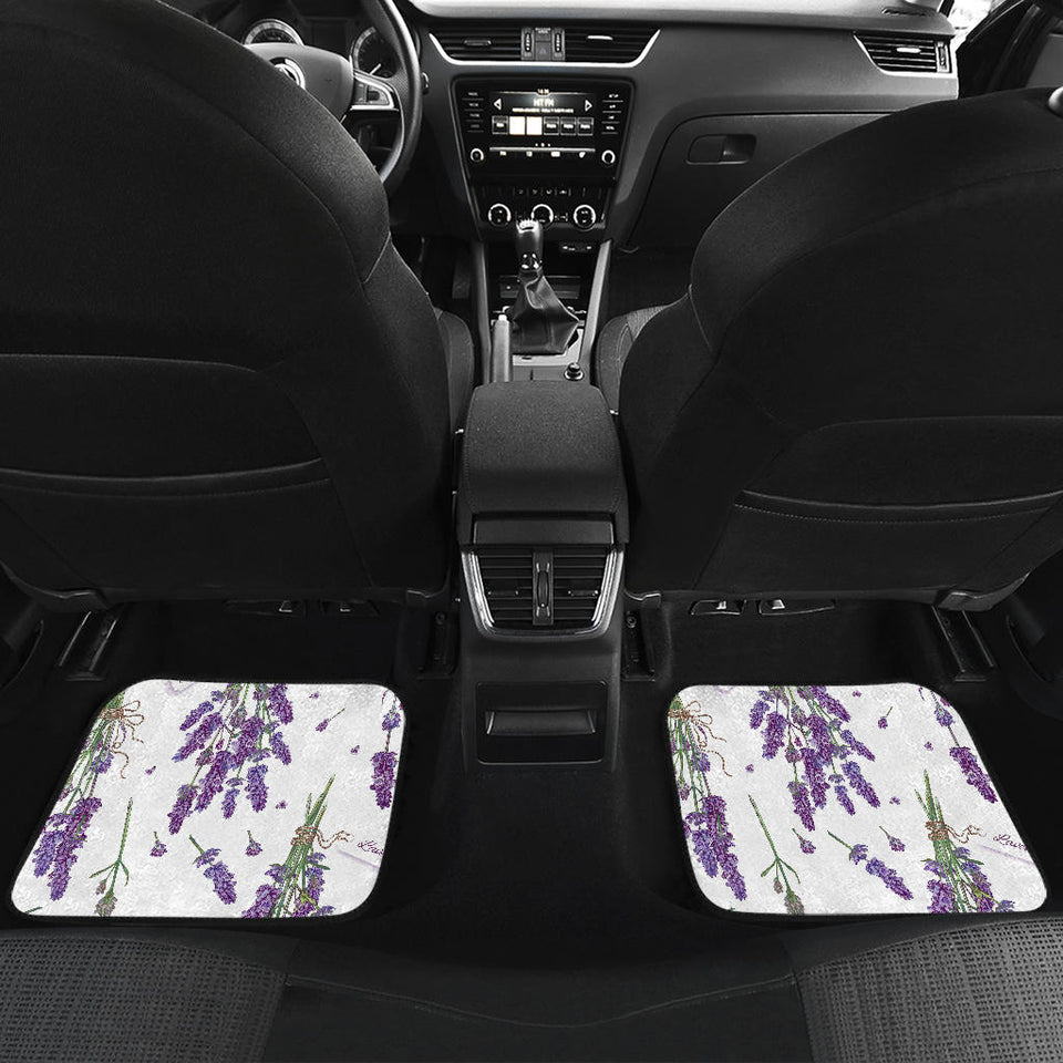 Lavender Flower Design Pattern Front And Back Car Mats