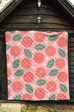 Grapefruit Leaves Flower Pink Background Premium Quilt