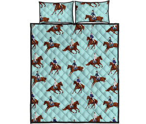 Horses running horses rider pattern Quilt Bed Set