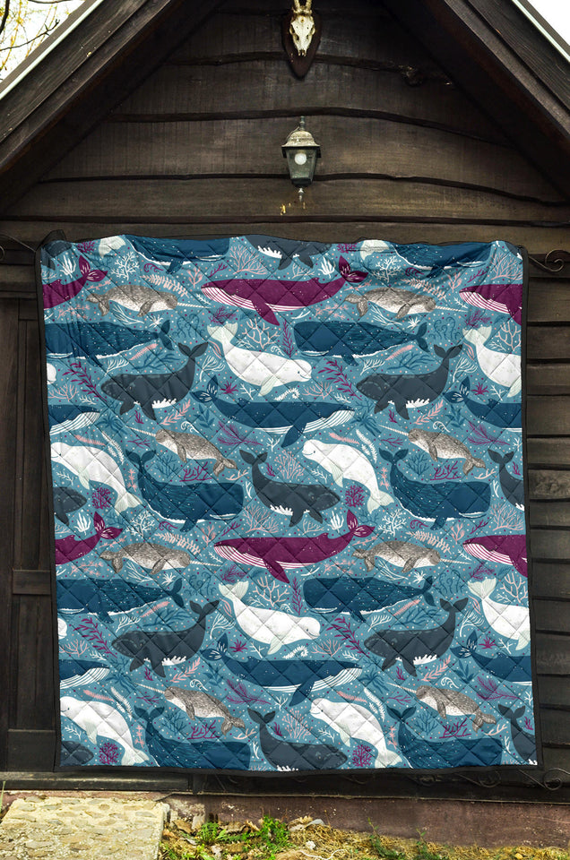 Whale Design Pattern Premium Quilt