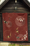Koi Fish Carp Fish Red Background Premium Quilt