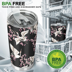 Japanese Crane Pink Sakura Pattern Tumbler